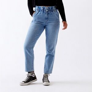 Pacsun Mom Jeans Womens 24 High Rise Elastic Paperbag Waist Denim